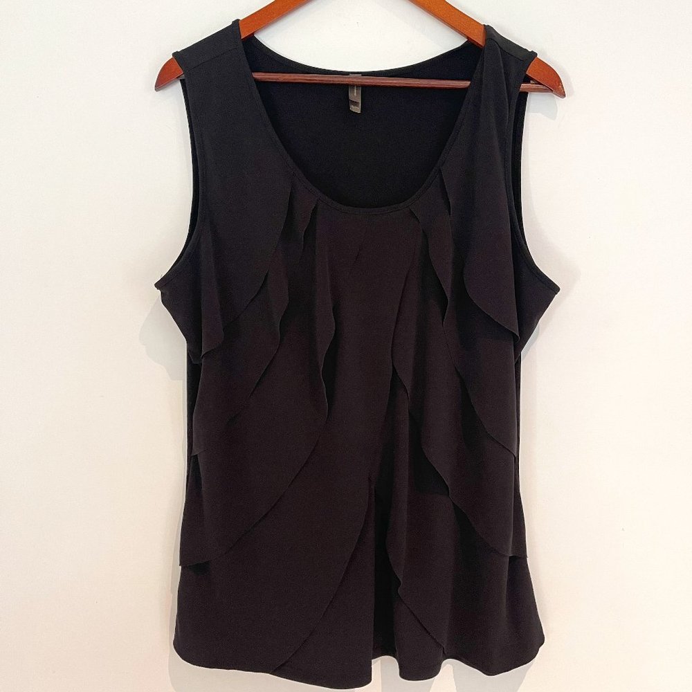 Denver Hayes Women Black Stretch Sleeveless Pullover Blouse Tank Top Size XL